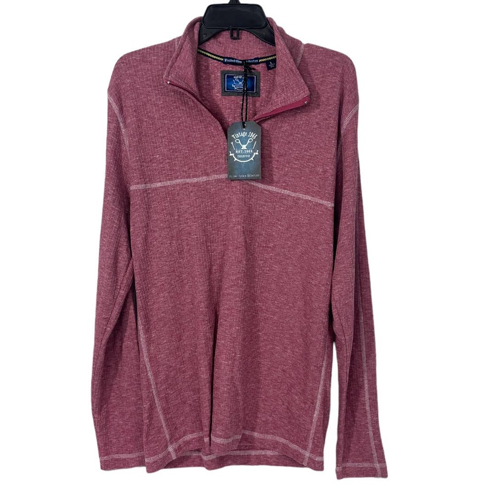 Vintage 1946 Men's Size Large Pullover Quarter Zip Cotton Blend Size Large‎ Red